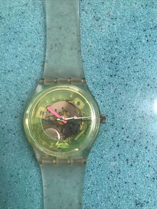 Vintage 1986 Swatch Techo Sphere Watch Gk 101,  Great,  Has Orig Case