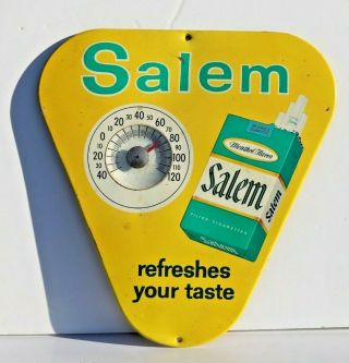 Vintage Salem Cigarette Tin Lithograph Triangle Shaped Thermometer