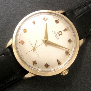 Mens 1952 Omega 14k Solid Gold Bumper Automatic 17j Vintage Swiss Watch