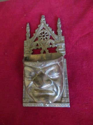 Rare Antique Cast Iron Bronze Finish Figural Monk Bust Match Holder Ks629