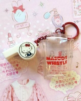 Sanrio Vintage 1976 Hello Kitty Mascot Whistle Trinket In Case