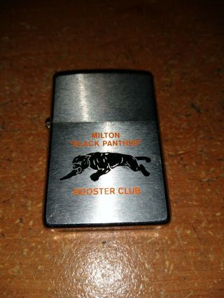 Vintage 1977 Wide Zippo Lighter Milton Black Panther Booster Club.