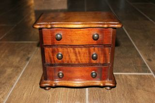 Vintage Made In Japan Solid Wood Jewelry & Music Box 3 Drawer Chest