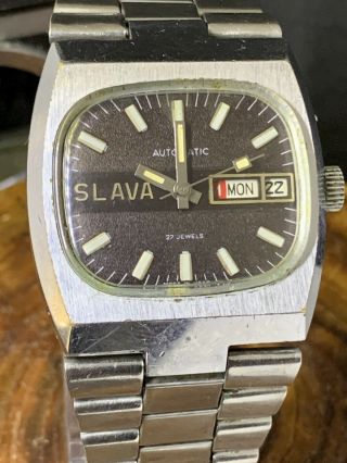 Vintage Ussr Watch Slava Automatic Soviet Dress Men`s Wristwatch 27j Cal2427 787
