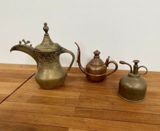 Vintage Brass And Copper Watering Cans