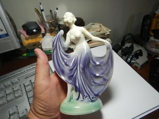 Vintage Art Deco Figural Lady Partially Nude Pottery No Mark Old Estate