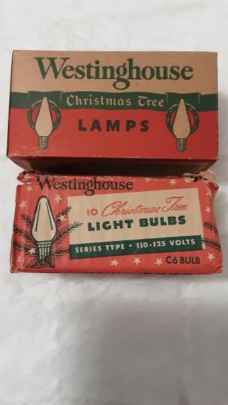 2 Boxes Vintage Westinghouse Christmas Tree Lamps Light Bulbs C - 6 Yellow Green