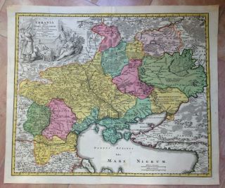 Ukraine 1720 Jb Homann Large Antique Copper Engraved Map 18th Century
