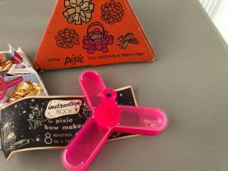 Vintage Pixie Bow Maker w Box and Instructions Retro Box Triangle Orange Pink 3