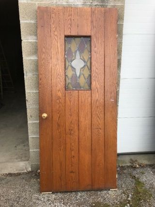 Mar 42 Antique Oak Or Chestnut Entry Door Stain Glass 35 5/8 X 83