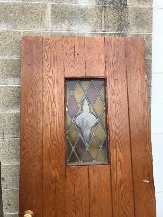 MAR 42 Antique Oak Or Chestnut Entry Door Stain Glass 35 5/8 X 83 2