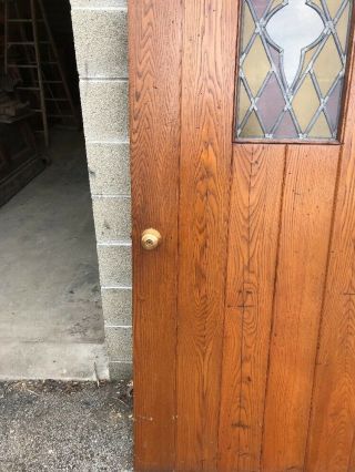MAR 42 Antique Oak Or Chestnut Entry Door Stain Glass 35 5/8 X 83 3