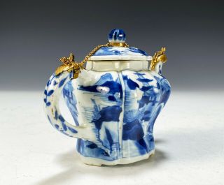 Antique Chinese Blue and White Porcelain Teapot - Kangxi Period 2