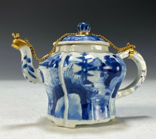 Antique Chinese Blue and White Porcelain Teapot - Kangxi Period 3
