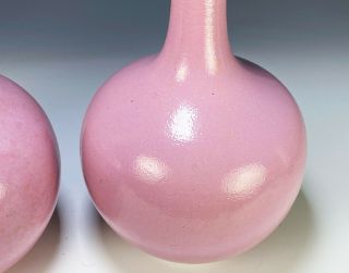 Large Antique Chinese Pink Glazed Porcelain Bottle Vases 5
