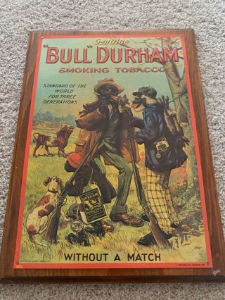 Antique Bull Durham Smoking Tobacco Tin Sign Black Americana