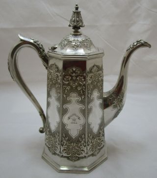 Antique Victorian Sterling Silver Coffee Pot,  1861,  920g,  Hennell