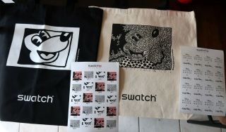 Swatch Haring Disney Mickey Eclectic & Blanc Sur Noir Totes (2) Stickers (2)