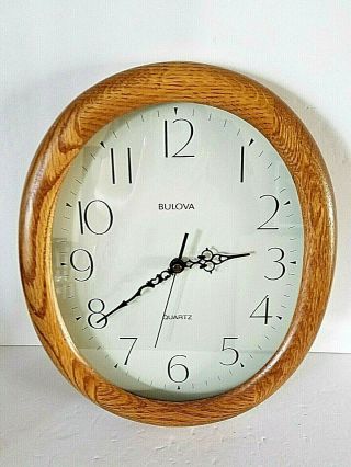 Bulova Wood Frame Wall Clock C4411 13 Inches Vintage