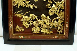Pair (Set) of Antique Chinese Wooden & Gold Han Carved Temple Panels Bas - Relief. 5