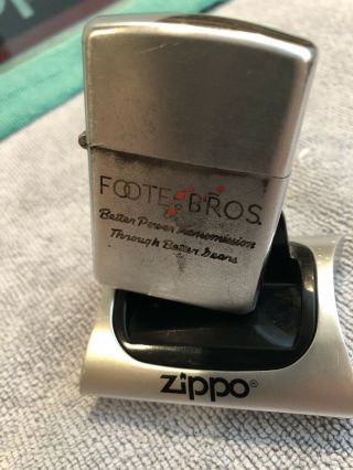 Foote Bros.  1950 - 57 Chicago Pat Pend 2517191 Zippo Lighter Usa Stk Z897