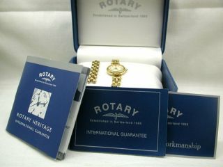 Ladies Rotary Quartz Gold Plated Bracelet Watch And Booklets