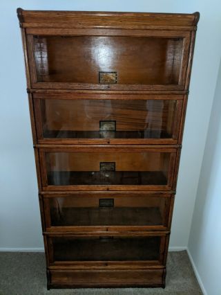 Globe Wernicke Antique Mission Oak 5 Stack Barrister Bookcase D198 In