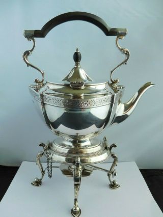 Magnificent & Heavy Edwardian Solid Silver Spirit Kettle With Stand