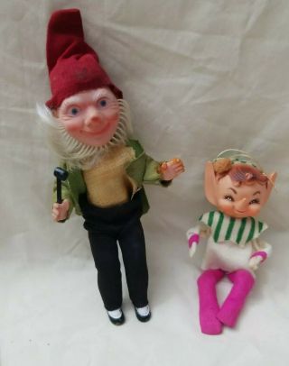 Larry The Lucky Leprechaun Vintage Christmas Pixie Elves 2 Elf Figures Ornament