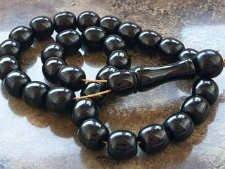 Cherry Amber Bakelite Faturan Gold Stardust 31 Prayer Beads Imame Antique 36gr 5