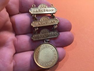 Vintage Marksman Medal York National Guard 1881 - 82 - 84