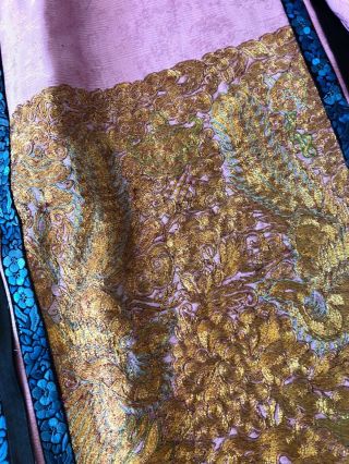 ANTIQUE TEXTILES - ANTIQUE CHINESE EMBROIDERED SILK SKIRT W/ METALLIC EMBROIDERY 2