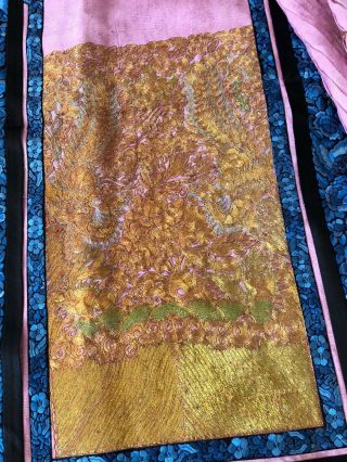 ANTIQUE TEXTILES - ANTIQUE CHINESE EMBROIDERED SILK SKIRT W/ METALLIC EMBROIDERY 3