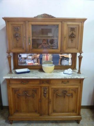 Antique Cupboard Hutch China Display Cabinet Breakfront Buffet Chest San Mateo
