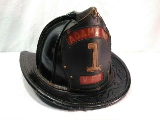 Vintage Antique Cairns Fire Helmet Leather Adams Twp Ohio Vfd 1 Fireman