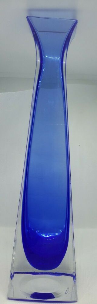 Vintage Murano Mid Century Modern Tall Blue Art Glass Vase Mcm 10 " Cobalt