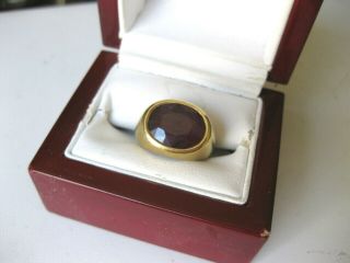 Antique Estate 18k Yellow Gold Massive " Unisex " Ring With Huge Natural Ruby