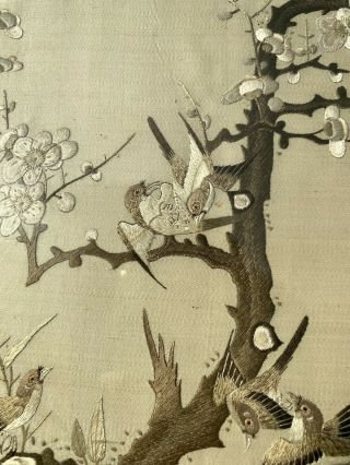 early 19th century Chinese Embroidered silk panel & rose wood frame 6