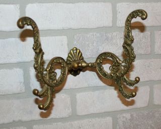 Vintage Victorian Ornate Brass Double / Triple Coat / Hat Hook