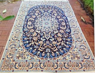 Nain 6 La Authentic Hand - Knotted Wool And Silk Rug (132 Cm X 205 Cm)
