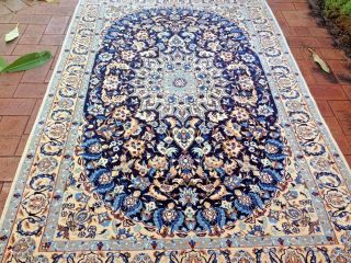 Nain 6 La Authentic Hand - Knotted Wool and Silk Rug (132 cm x 205 cm) 3