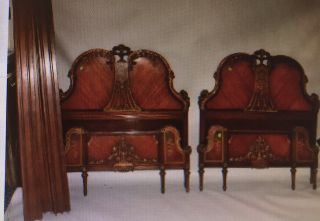 Vintage Italian French Twin Size Beds Frames Paintings Headboards Footboards