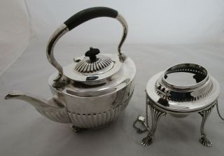 Good Antique Edwardian Chester Sterling silver tea kettle on stand,  1372g,  1909 3