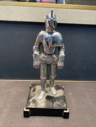 Vintage Spelter Metal Table Top Cigarette Lighter Knight In Armor Statue Art