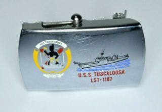 Vintage Zippo Belt Buckle | U.  S.  S.  Tuscaloosa Lst - 1187 | U.  S.  Navy