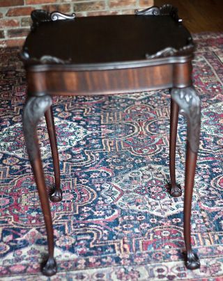 Antique 1800s Chippendale End Side Table Mahogany Ball & Claw Feet cabriole legs 3
