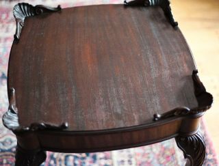 Antique 1800s Chippendale End Side Table Mahogany Ball & Claw Feet cabriole legs 4