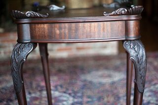 Antique 1800s Chippendale End Side Table Mahogany Ball & Claw Feet cabriole legs 5