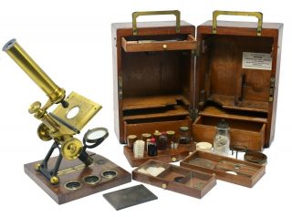 Antique " Universal Mounting And Dissecting Microscope " By R.  Field & Son,  1870