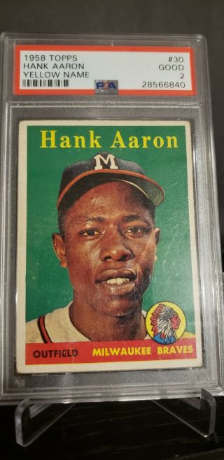 1958 Topps Hank Aaron Yellow Name Psa 2
